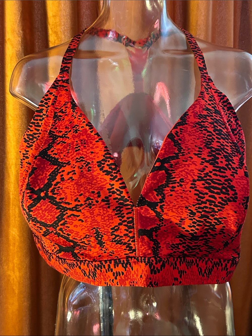 IVY PARK Red and Black Animal-Print Sports Bra